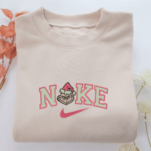 Grinch Nike Pink Version Nike Embroidered Sweatshirt, Nike Movie Inspired, Best Gifts Idea For Him Her