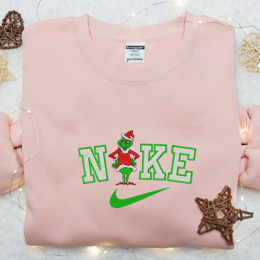 Grinch Santa X Nike Embroidered Shirt Christmas Embroidered Hoodie Best Gift Ideas