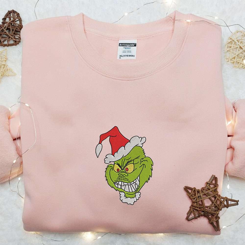 Grinch Sly Laugh Embroidered Hoodie Movie Christmas Embroidered T Shirt Best Christmas Gift Ideas