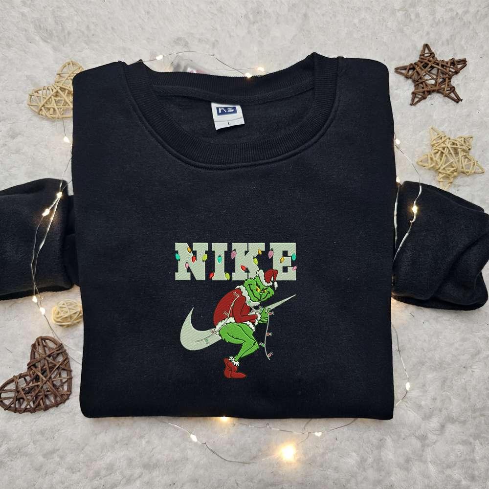 Grinch Snow Christmas Movie X Swoosh Embroidered Sweatshirt Christmas Embroidered Shirt Best Christmas Gift Ideas 7