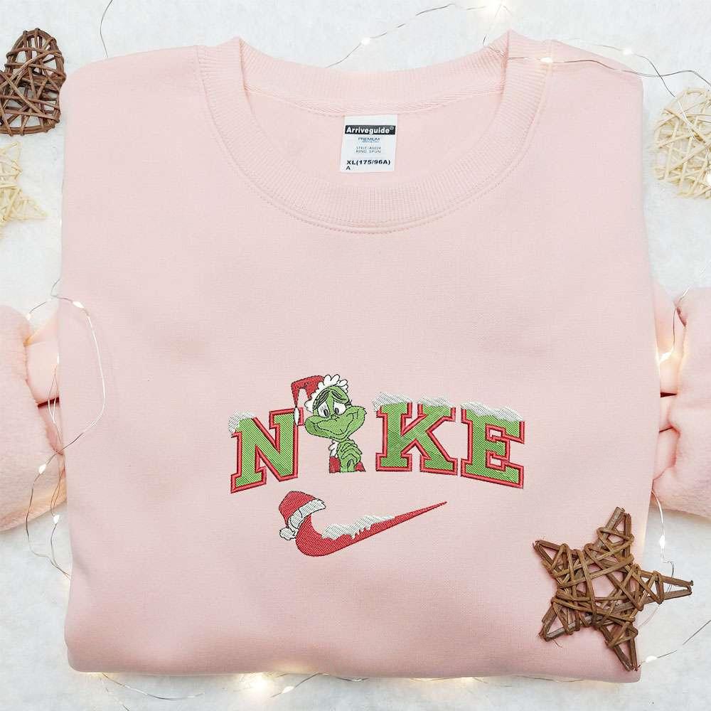 Grinch Snow X Nike Embroidered Shirt Christmas Embroidered Hoodie Best Gift Idea
