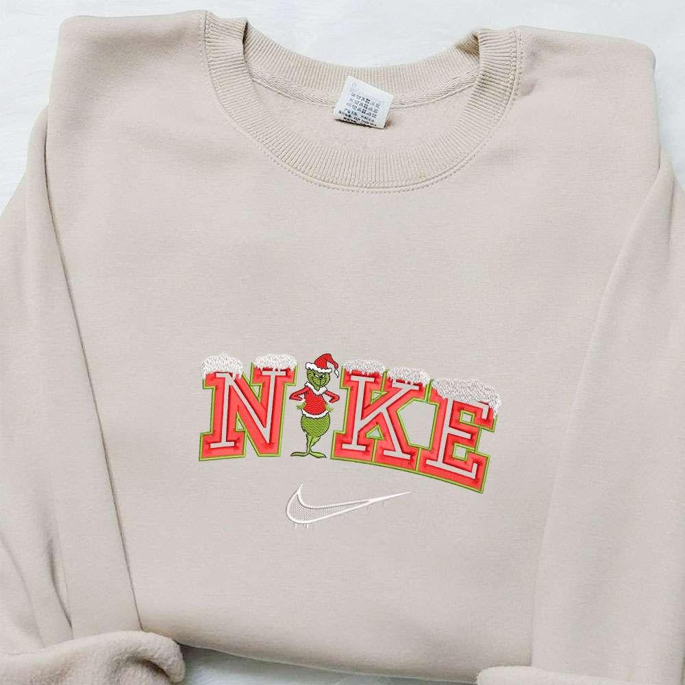 Grinch Snow X Nike Embroidered Shirt Christmas Embroidered Sweatshirt Best Gifts For Family
