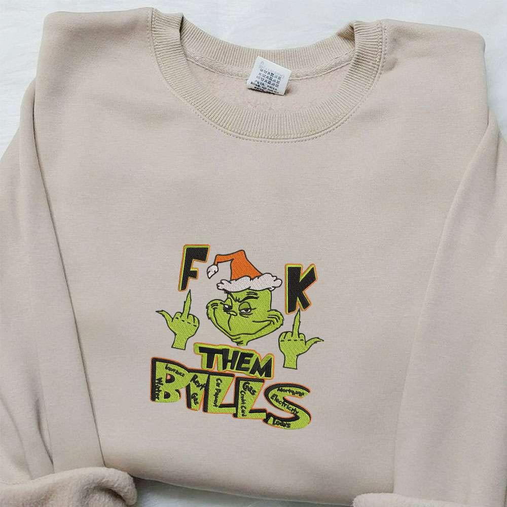 Grinch Them Bills X Nike Christmas Embroidered Sweatshirt Movie Embroidered Shirt Best Christmas Gift Ideas