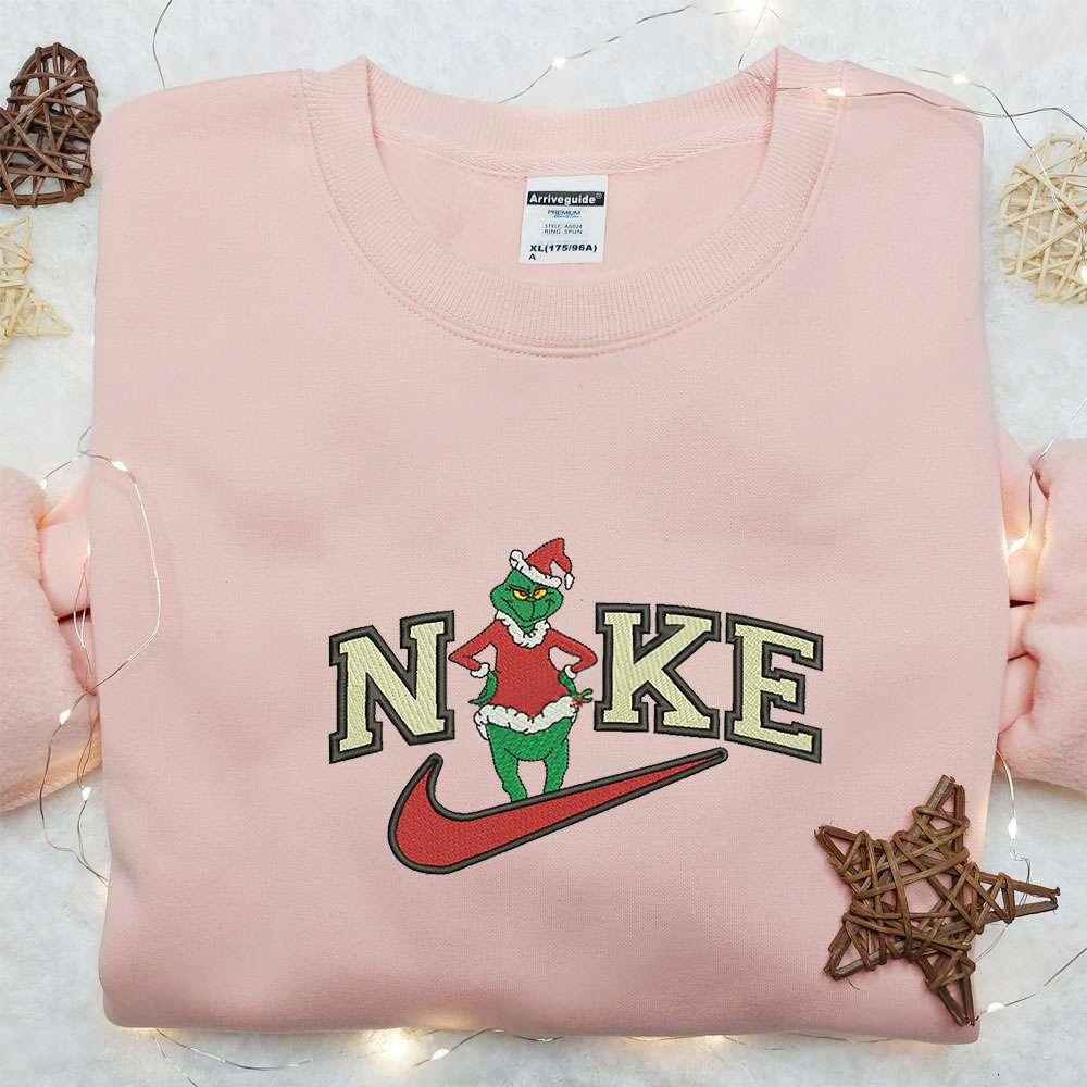 Grinch X Nike Embroidered Shirt Christmas Embroidered Hoodie Best Gift Ideas 1