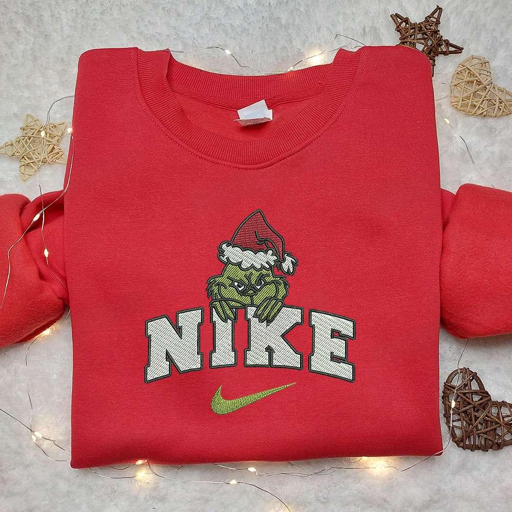 Grinch Xmas X Nike Moive Embroidered Tshirt Nike Inspired Embroidered Shirt Best Christmas Gift Ideas