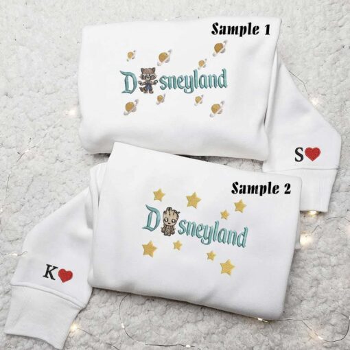 Groot and Rocket Disneyland Embroidered Couple Shirts