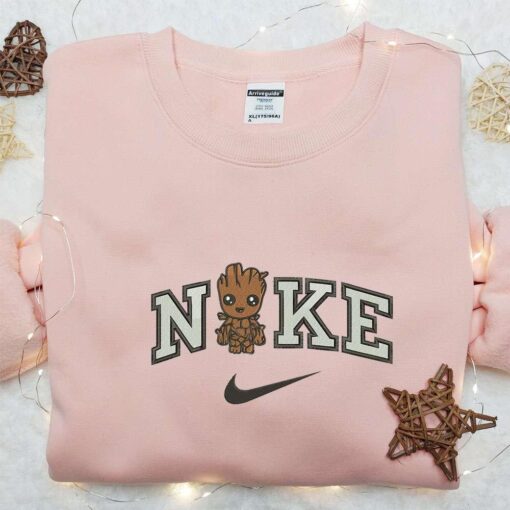 Groot x Nike Moive Embroidered Sweatshirt Marvel Universe Embroidered Shirt Nike Inspired Embroidered Shirt