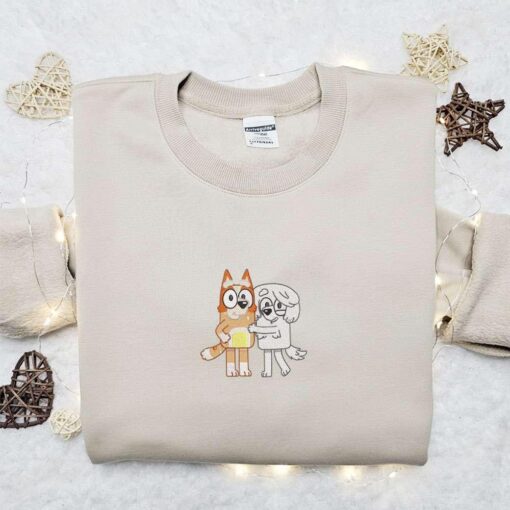 Grown Up Bingo And Lila Embroidered Shirt Bluey Cartoon Embroidered Hoodie Best Gift Idea