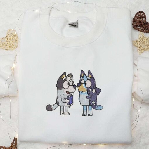 Grown Up Bluey And Muffin Embroidered Shirt Cartoon Embroidered Hoodie Best Gift For Family