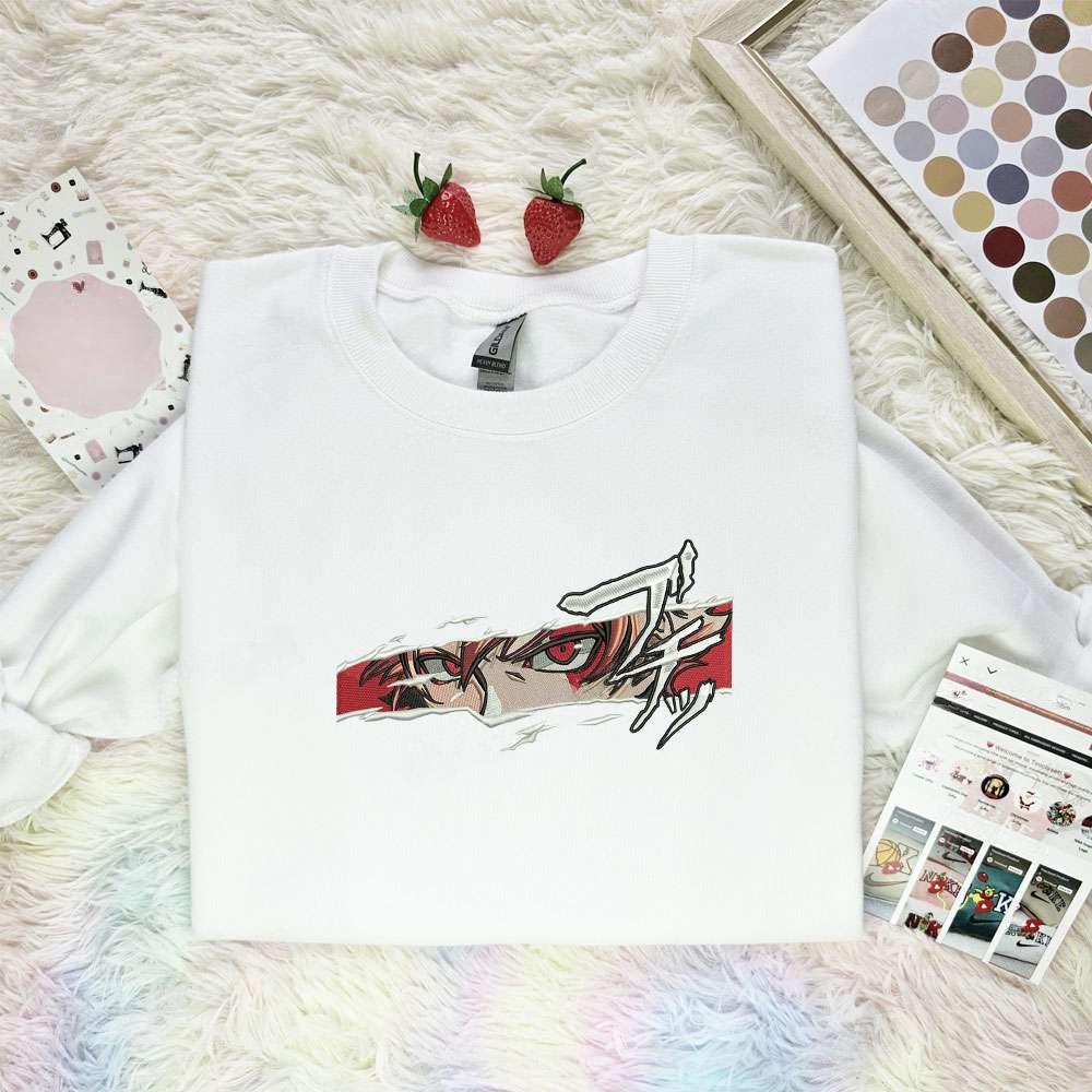 Grunge Red Anime Eyes Embroidered Shirt , Anime Embroidered T-shirt Sweatshirt Hoodie, Inspired Anime Movie, Best Gift for Anime Fans