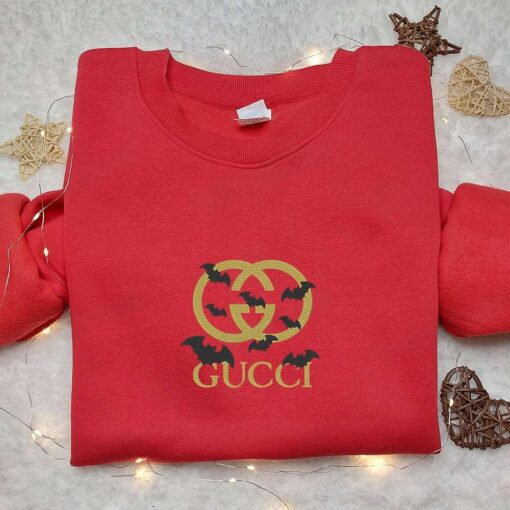 Gucci Logo With Bats Embroidered Shirt Halloween Embroidered Hoodie Best Gifts For Family