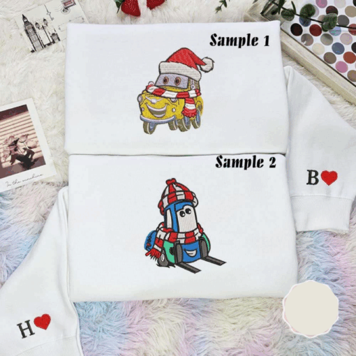 Guido And Luigi Christmas Team Cars Disney Characters Embroidered Couples Shirts