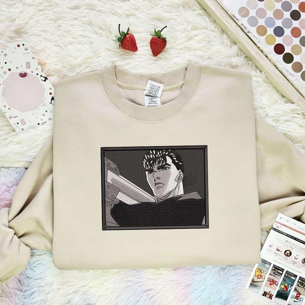 Guts Berserk Anime , Anime Embroidered T-shirt Sweatshirt Hoodie, Inspired Anime Movie, Best Gift for Anime Fans