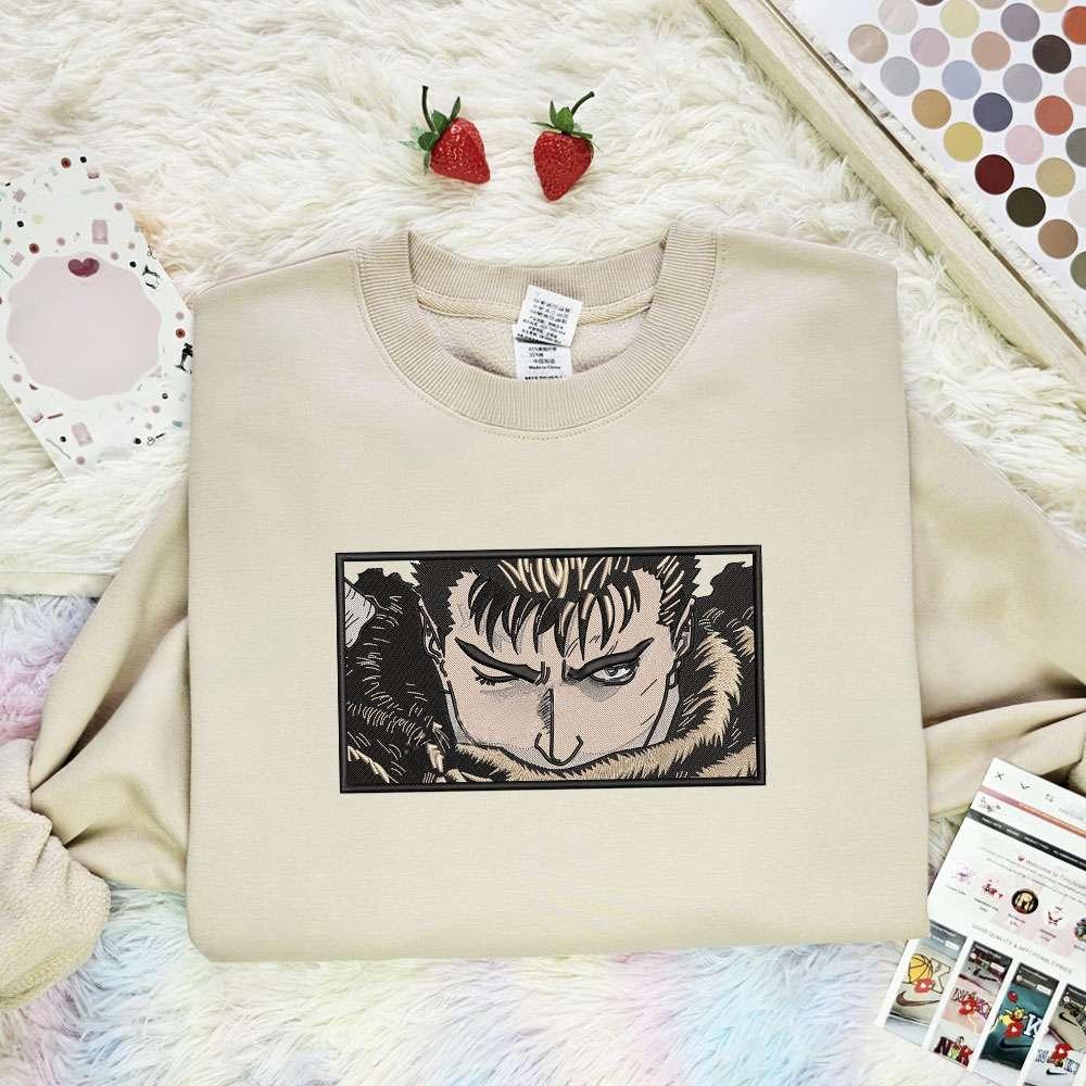 Guts Face Berserk Anime Embroidered Shirt , Anime Embroidered T-shirt Sweatshirt Hoodie, Inspired Anime Movie, Best Gift for Anime Fans