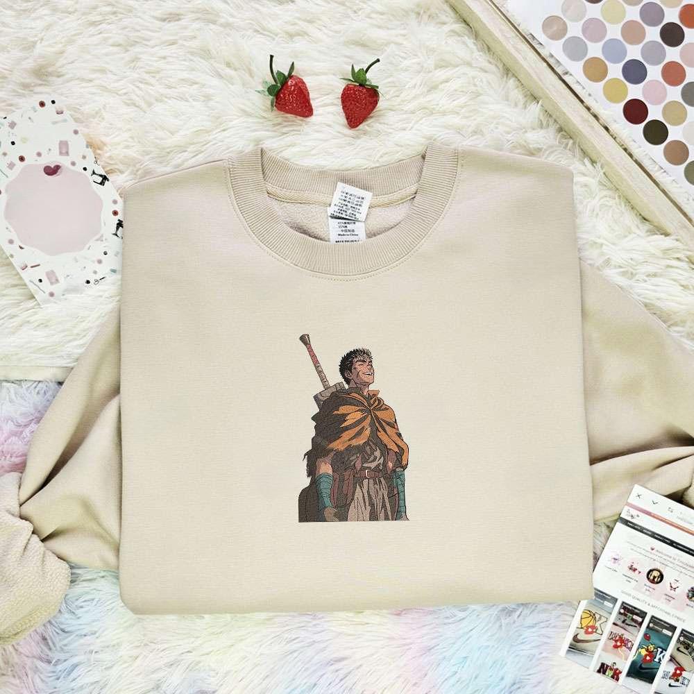 Guts Laugh Berserk Anime Embroidered Shirt , Anime Embroidered T-shirt Sweatshirt Hoodie, Inspired Anime Movie, Best Gift for Anime Fans