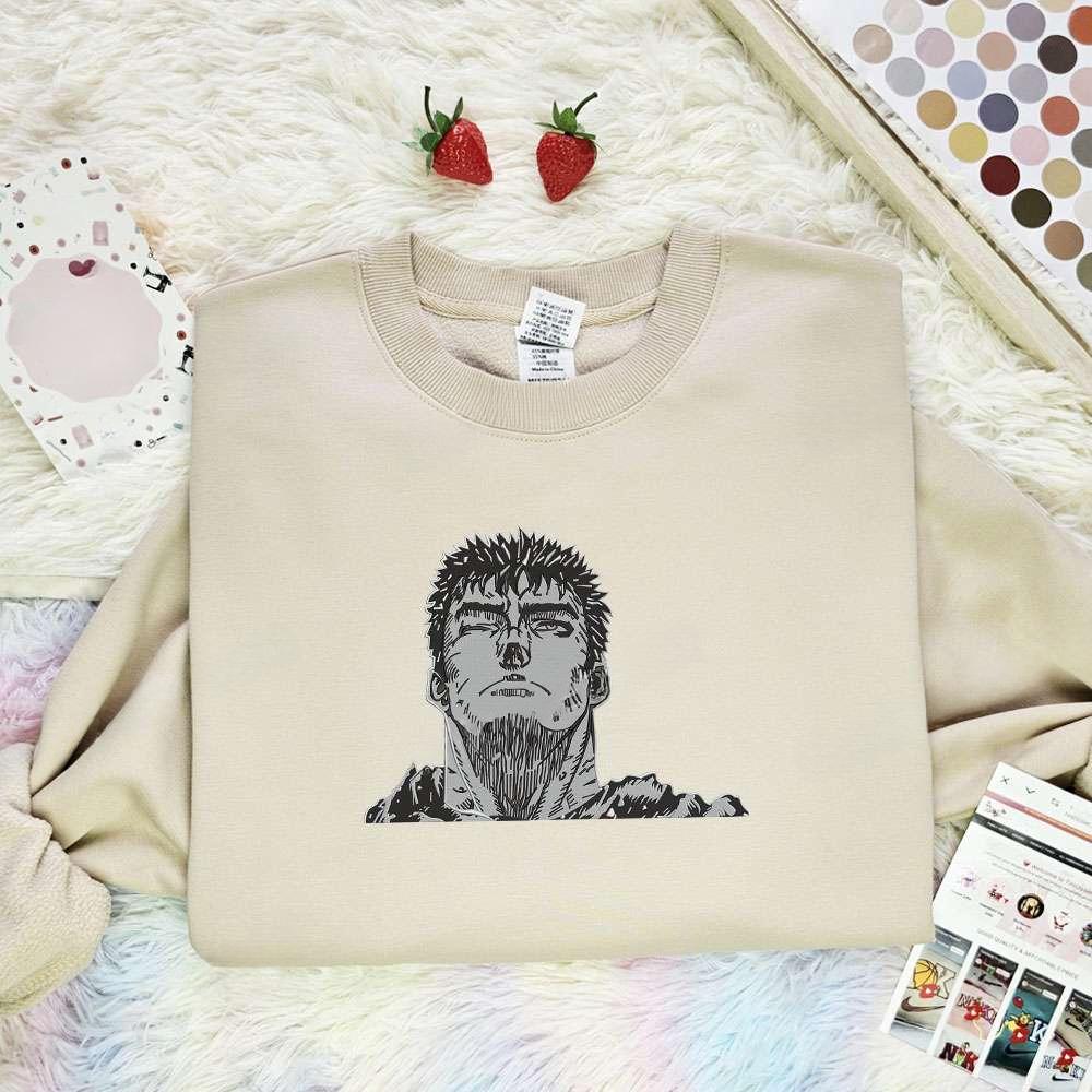 Guts Look Up Berserk Anime Embroidered Shirt , Anime Embroidered T-shirt Sweatshirt Hoodie, Inspired Anime Movie, Best Gift for Anime Fans