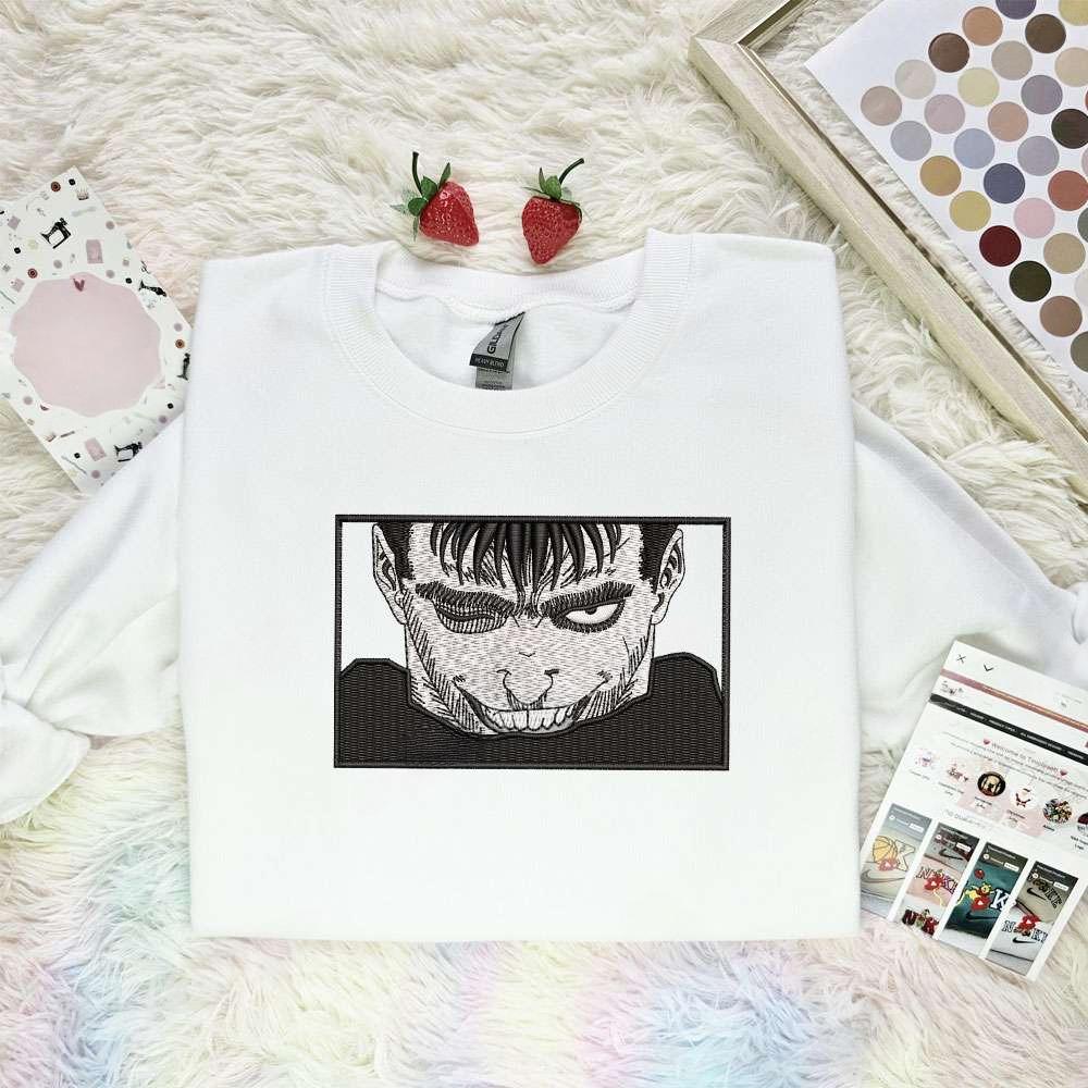 Guts Smile Berserk Anime , Anime Embroidered T-shirt Sweatshirt Hoodie, Inspired Anime Movie, Best Gift for Anime Fans