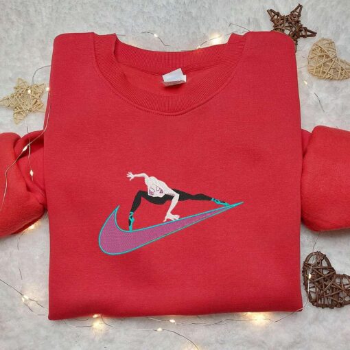 Gwen Stacy x Nike Swoosh Cartoon Embroidered Shirt Marvel Cosmic Embroidered Shirt Nike Inspired Embroidered Shirt