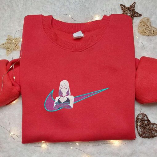 Gwen Stacy x Nike Swoosh Cartoon Embroidered Tshirt Marvel Cosmic Embroidered Shirt Nike Inspired Embroidered Shirt