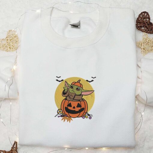 Halloween Baby Yoda Embroidered Shirt Cute Halloween Embroidered Shirt Best Halloween Shirt Ideas