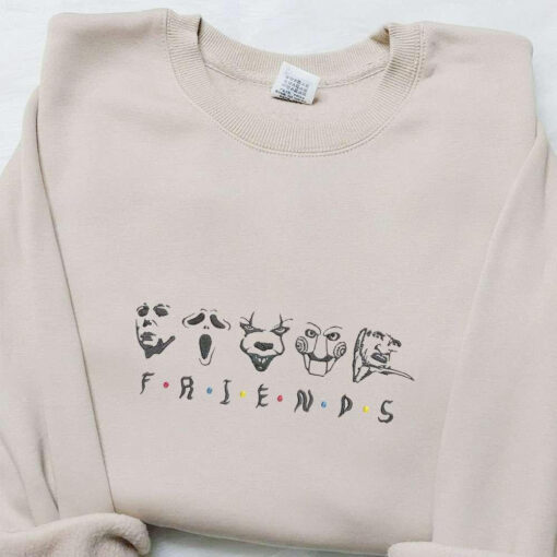 Halloween Friends Horror Gang Embroidered Sweatshirt Horror Movie Embroidered Hoodie Best Halloween Gift Ideas