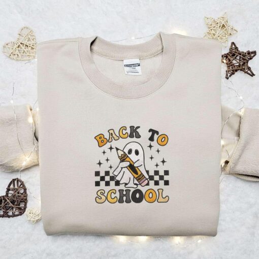 Halloween Ghost Checkerboard Back To School Embroidered Shirt Best Halloween Gift Ideas