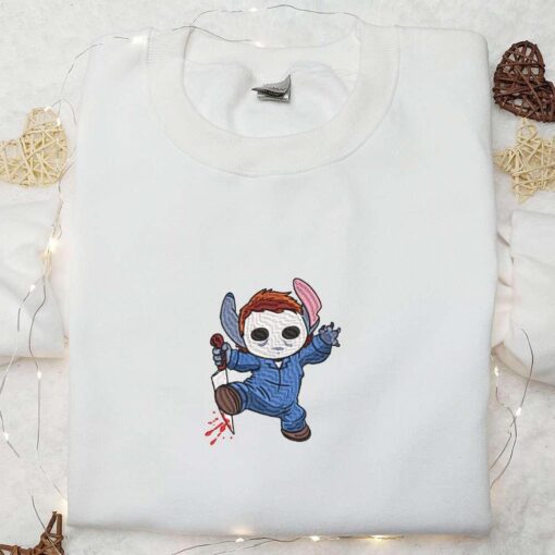 Halloween Michael Myers Stitch Embroidered Shirt Disney Halloween Embroidered Shirt Spirit Halloween Embroidered Tshirt