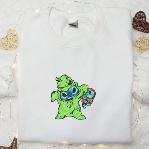 Halloween Oogie Boogie Stitch with Doll Embroidered Shirt The Nightmare Before Christmas Characters Embroidered Shirt Best Gifts for Halloween Lovers