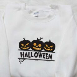 Halloween Pumpkin Embroidered Sweatshirt Spirit Halloween Embroidered Tshirt Best Halloween Gifts Ideas