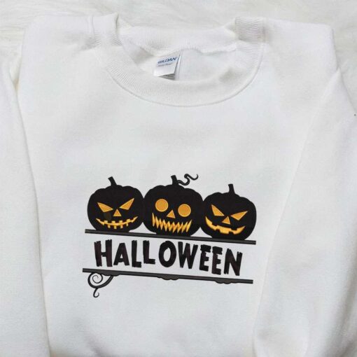 Halloween Pumpkin Embroidered Sweatshirt Spirit Halloween Embroidered Tshirt Best Halloween Gifts Ideas