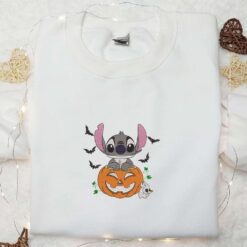 Halloween Pumpkin Spooky Stitch Embroidered Shirt Disney Halloween Family Hoodie Cute Halloween Sweatshirts