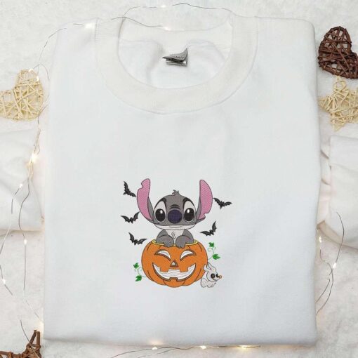 Halloween Pumpkin Spooky Stitch Embroidered Shirt Disney Halloween Family Hoodie Cute Halloween Sweatshirts
