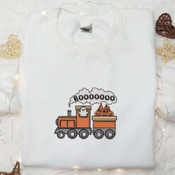 Halloween Pumpkin Train Boo Ghost Embroidered Shirt Cute Halloween Embroidered Shirt Best Gifts for Family