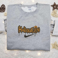 Halloween Pumpkin x Nike Embroidered Sweatshirt Halloween Embroidered Shirt Best Halloween Gift Ideas