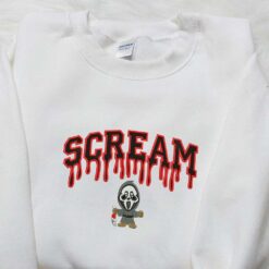 Halloween Scream Ghost Embroidered Shirt Spooky Halloween Embroidered Shirt Best Gifts for Family