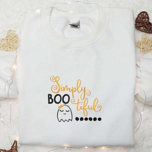 Halloween Simply Bootiful Ghost Embroidered Shirt Adorable Halloween Embroidered Hoodie Amazing Halloween T shirt
