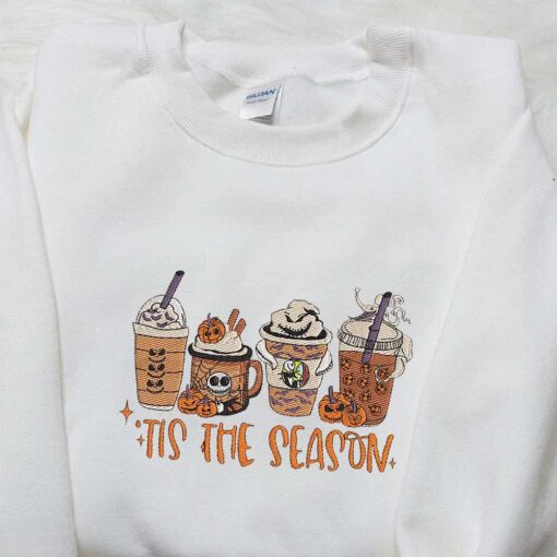 Halloween Tis The Season Fall Latte Embroidered Shirt Vintage Embroirdered Shirt Best Halloween Gifts for Family