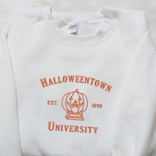 Halloween Town Est 998 Embroidered Shirt Vintage Halloween Embroidered Shirt Best Gifts for Halloween Lovers
