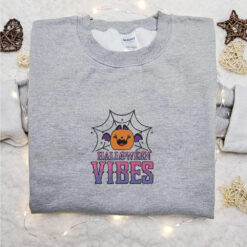 Halloween Vibes Pumpkin Embroidered Sweatshirt Halloween Embroidered Hoodie Best Halloween Gift Ideas