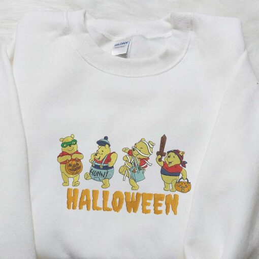 Halloween Winnie Pooh Embroidered Shirt Disney Halloween Family Embroidered Shirt Cute Halloween Embroidered Shirt