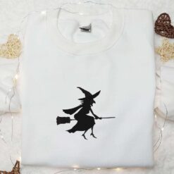 Halloween Witch Silhouette Embroidered Shirt Spirit Halloween T shirt Best Gifts for Halloween Lovers
