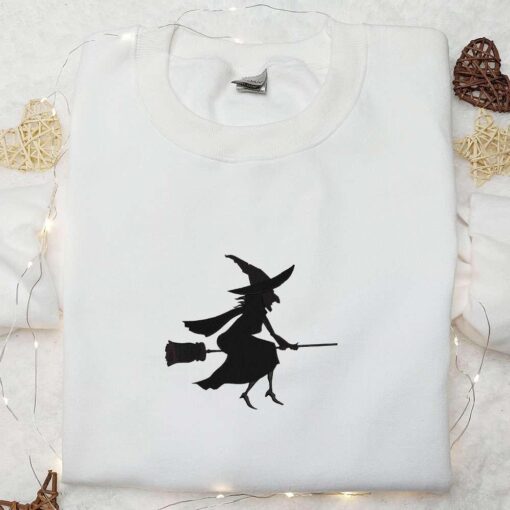 Halloween Witch Silhouette Embroidered Shirt Spirit Halloween T shirt Best Gifts for Halloween Lovers