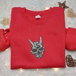 Handskull Embroidered Shirt Spooky Embroidered Shirt Cool Halloween Embroidered Shirt