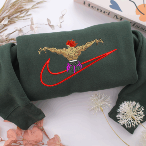 Hanma Yujiro Swoosh Nike Embroidered Sweatshirt, Nike Movie Inspired, Best Gifts Idea For Him Her - Image 3