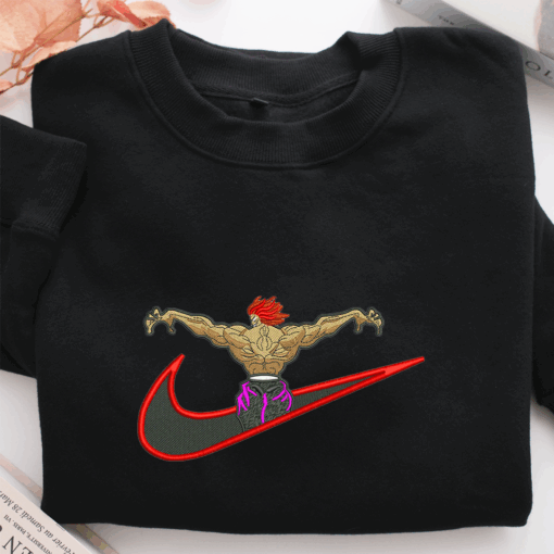 Hanma Yujiro Swoosh Nike Embroidered Sweatshirt, Nike Movie Inspired, Best Gifts Idea For Him Her - Image 2