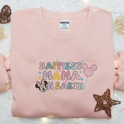 Happiest Mama On Earth Embroidered Shirt Disney Characters Embroidered Hoodie Mothers Day Gift Idea