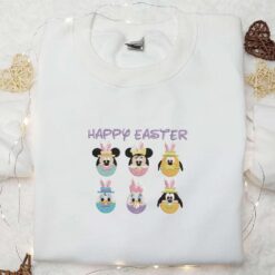 Happy Easter Mickey Mouse Characters Embroidered Shirt Disney Characters Embroidered Hoodie Best Thanksgiving Day Gift Idea
