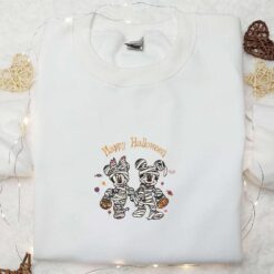 Happy Halloween Mickey Minnie Mummy Embroidered Shirt Disney Halloween Embroidered Shirt Best Gifts for Family