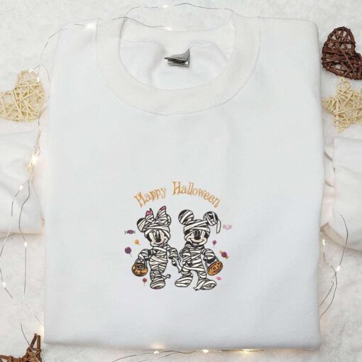 Happy Halloween Mickey Minnie Mummy Embroidered Shirt Disney Halloween Embroidered Shirt Best Gifts for Family