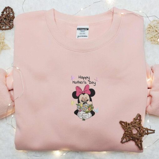 Happy Mothers Day Minnie Flowers Embroidered Shirt Disney Characters Embroidered Hoodie Best Mothers Day Gift Idea